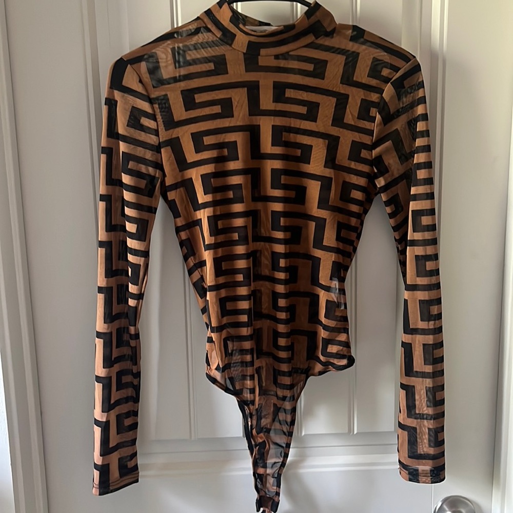 Brown & Black Sheer BodySuit
